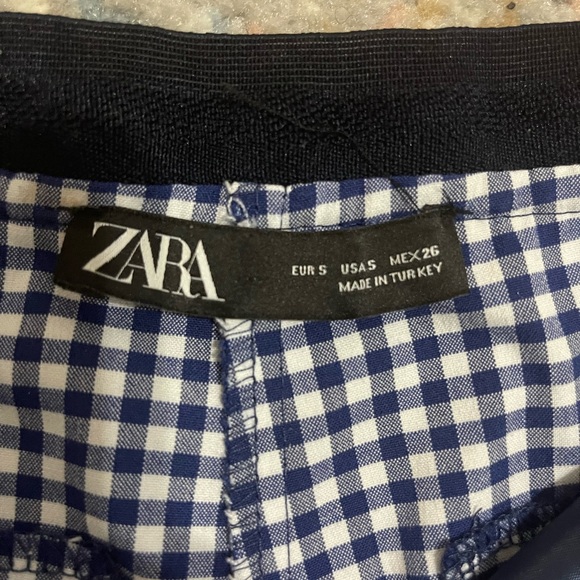 Zara Blue and White Gingham Trousers with Elastic Waist - Picture 4 of 4